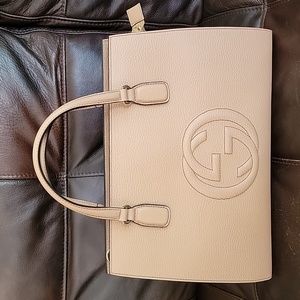 Gucci Soho Interlocking G Leather Handbag Beige